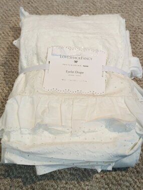 Pottery Barn LoveShackFancy Eyelet Drape Curtain 48”x84” White